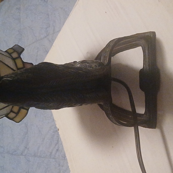 Stained Glass Cat Table Lamp with Bronze Base - Picture 4 of 12